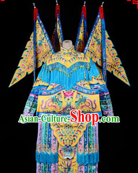 Professional Chinese Traditional Beijing Opera Female General Yellow Costume for Adults
