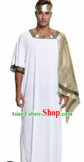Traditional Greece Prince Costume Ancient Greek Warrior Golden Clothing for Men