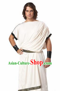 Traditional Roman Warrior Costume Ancient Rome White Togas Clothing for Men
