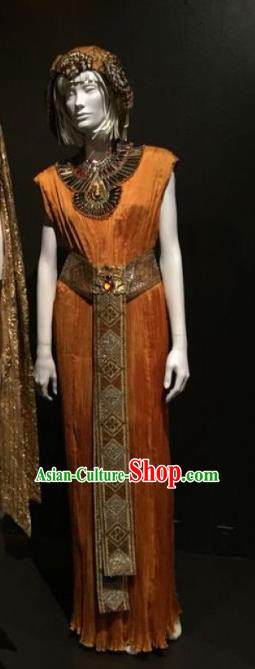Traditional Egypt Witch Costume Ancient Egypt Priestess Orange Dress for Women