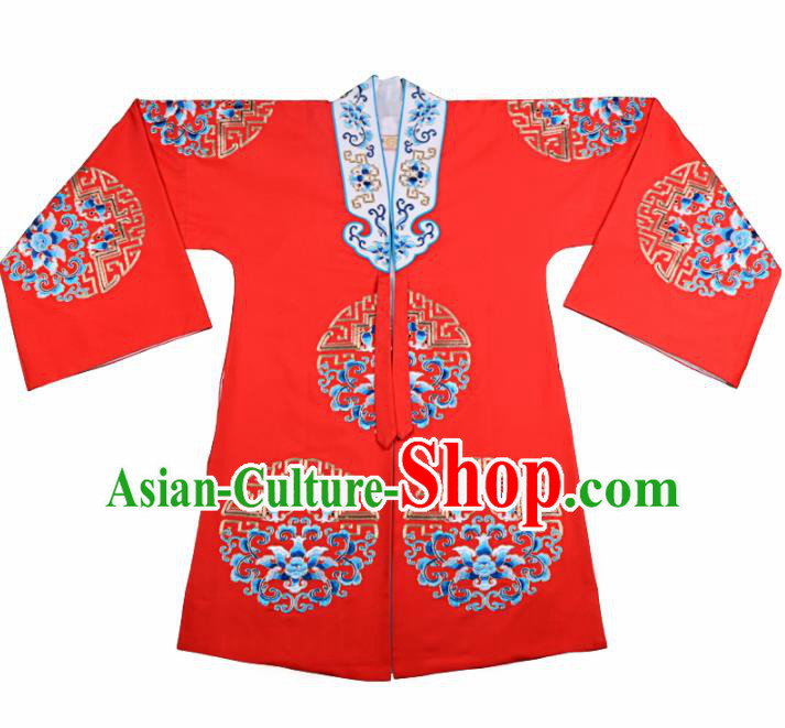 Professional Chinese Traditional Beijing Opera Diva Costume Embroidered Red Cloak for Adults