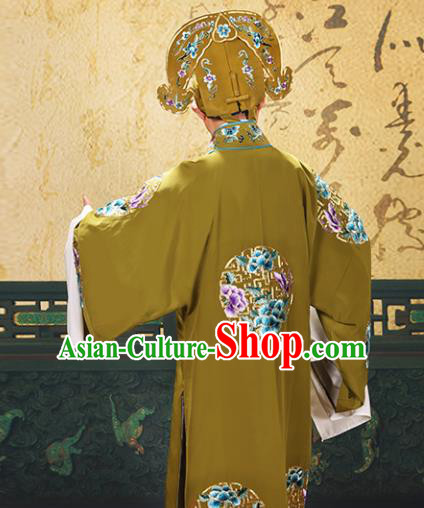 Professional Chinese Beijing Opera Landlord Costume Old Men Green Robe for Adults