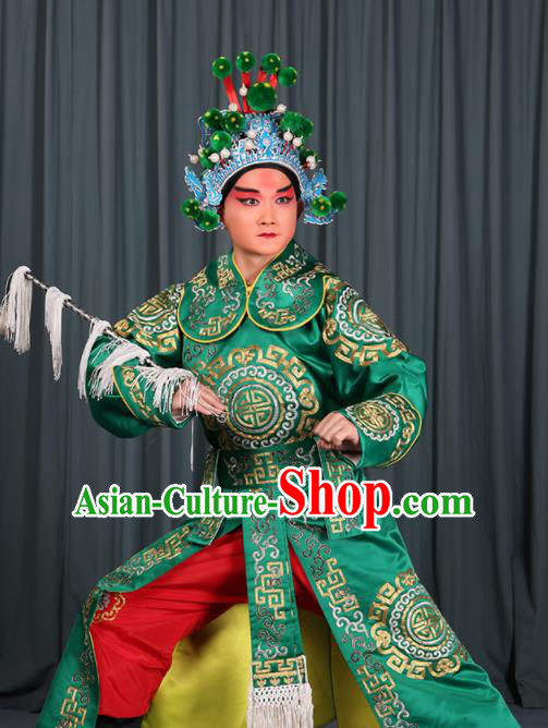 Professional Chinese Beijing Opera Takefu Costume Ancient Swordsman Green Clothing for Adults