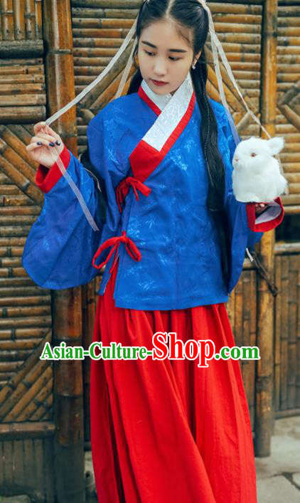 Chinese Ancient Hanfu Dress Ming Dynasty Young Lady Traditional Historical Costume for Women