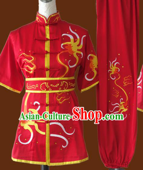 Top Grade Kung Fu Red Costume Chinese Martial Arts Training Uniform for Adults