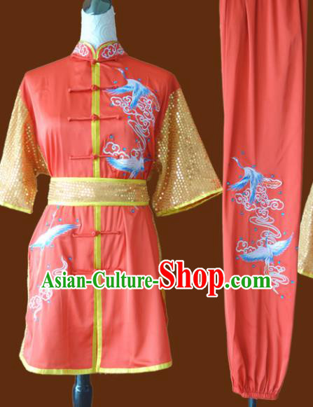Top Grade Kung Fu Orange Costume Chinese Martial Arts Training Uniform for Adults