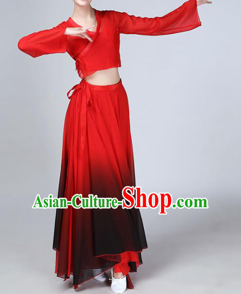 Chinese Traditional Stage Performance Umbrella Dance Red Costume Classical Dance Dress for Women
