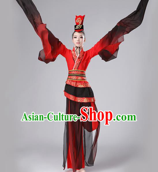 Chinese Traditional Stage Performance Costume Classical Dance Umbrella Dance Water Sleeve Dress for Women