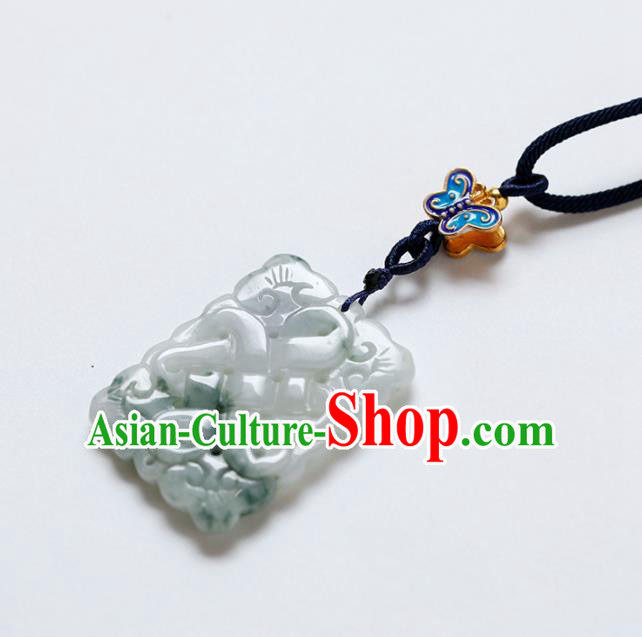 Chinese Traditional Handmade Tassel Jade Pendant Classical Pressure Front Accessories for Women