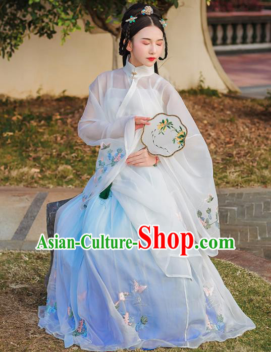 Chinese Ancient Imperial Consort Embroidered Hanfu Dress Ming Dynasty Traditional Historical Costume for Women
