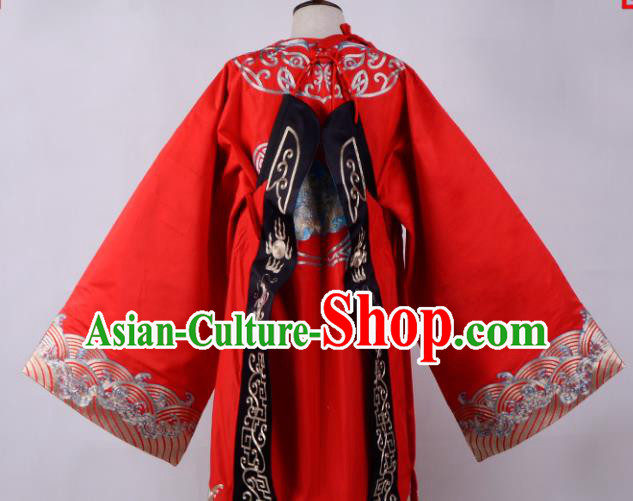 Professional Chinese Beijing Opera Minister Costume Ancient Scholar Red Robe for Adults