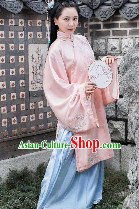 Chinese Traditional Ming Dynasty Imperial Consort Historical Costume Ancient Palace Embroidered Hanfu Dress for Women