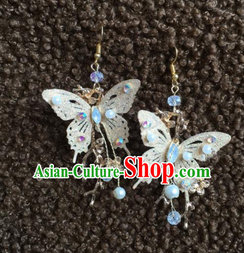 Chinese Handmade Golden Butterfly Earrings Traditional Ancient Palace Ear Accessories for Women