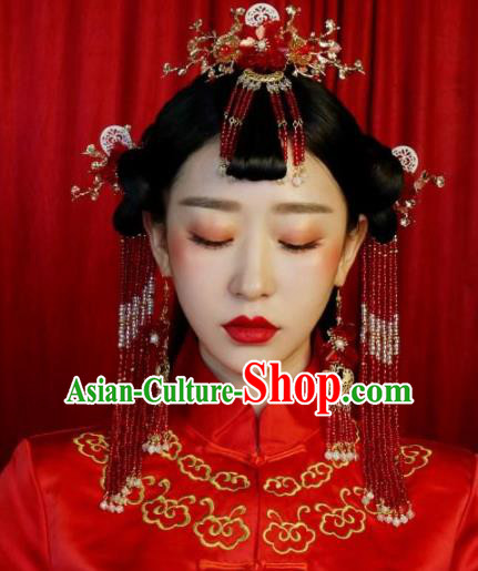 Top Grade Chinese Ancient Bride Phoenix Coronet Hair Combs Traditional Hair Accessories Headdress for Women