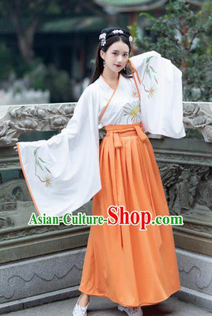 Traditional Ancient Chinese Jin Dynasty Princess Embroidered Replica Costume for Women