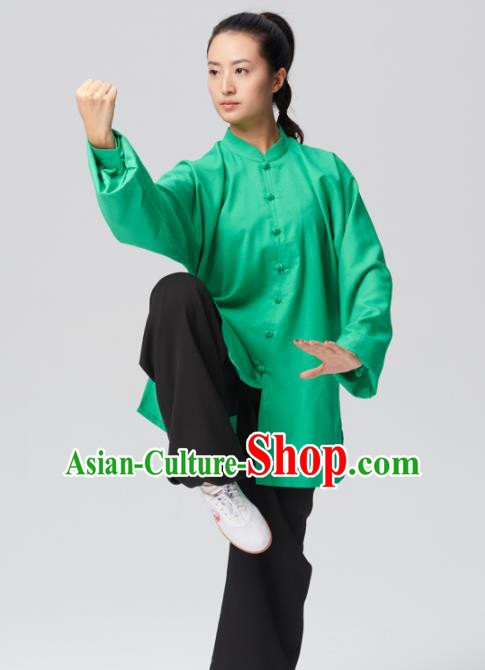Chinese Traditional Tai Chi Group Green Costume Martial Arts Competition Clothing for Women