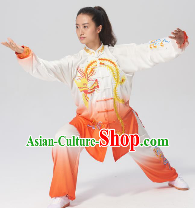 Chinese Traditional Tai Chi Group Printing Phoenix Costume Martial Arts Kung Fu Competition Clothing for Women