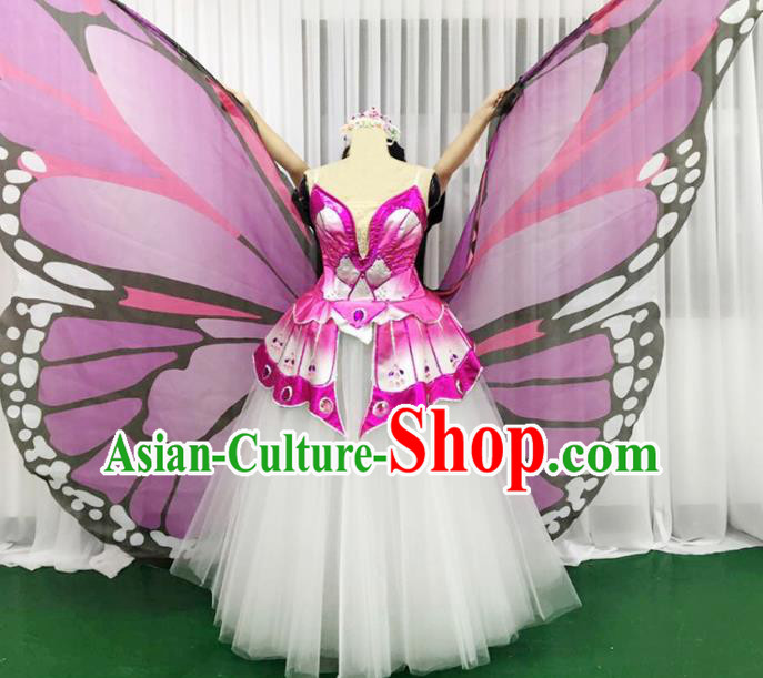 Chinese Traditional Pink Butterfly Dance Dress Modern Dance Stage Performance Costume for Women
