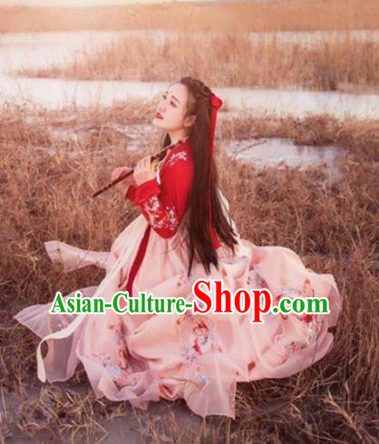 Chinese Traditional Ancient Tang Dynasty Palace Princess Embroidered Historical Costume for Women
