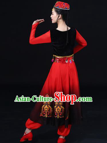 Traditional Chinese Uyghur Nationality Folk Dance Dress Uigurian National Ethnic Costume for Women