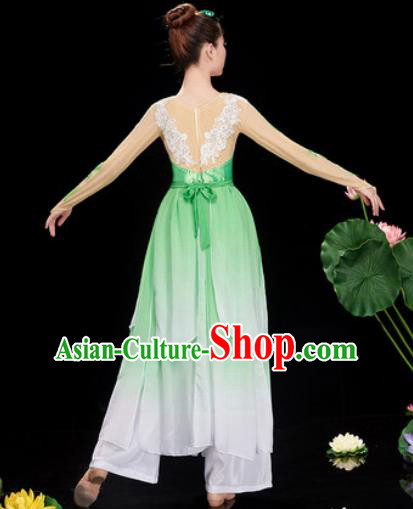 Chinese Traditional Umbrella Dance Jasmine Flower Dance Green Dress Classical Dance Stage Performance Costume for Women