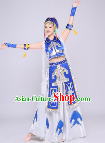 Traditional Chinese Mongol Nationality Folk Dance Dress Mongolian National Ethnic Costume for Women