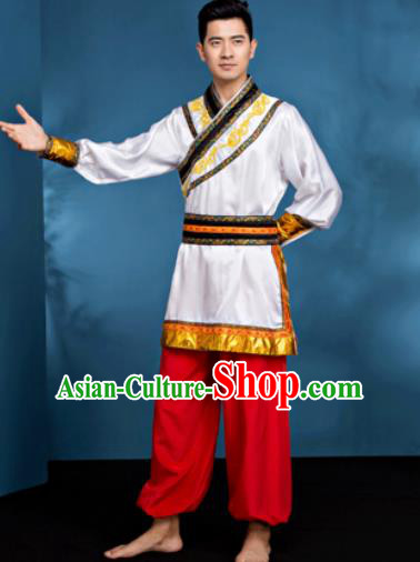 Traditional Chinese Mongol Nationality Folk Dance Clothing Mongolian National Ethnic Costume for Men