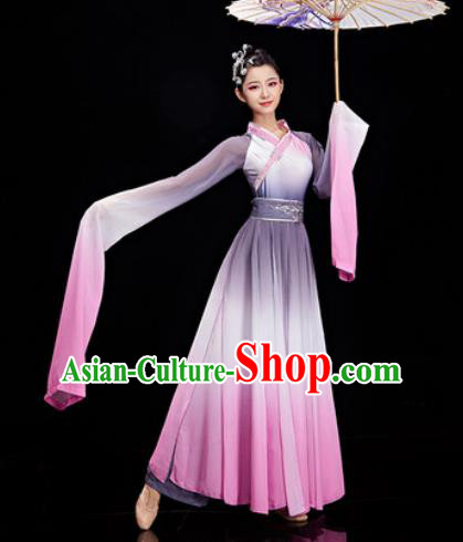 Chinese Traditional Umbrella Dance Water Sleeve Dress Classical Dance Stage Performance Costume for Women