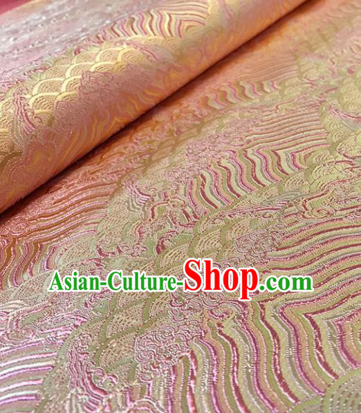 Asian Chinese Twine Waves Pattern Pink Brocade Fabric Traditional Silk Fabric Tang Suit Material