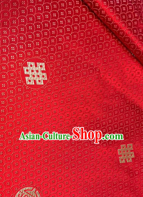 Asian Chinese Royal Scale Pattern Red Brocade Fabric Traditional Silk Fabric Tang Suit Material