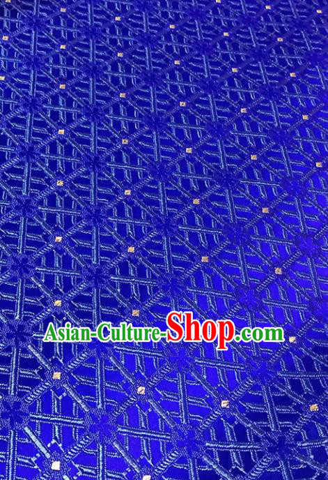 Asian Chinese Royal Rhombus Phoenix Pattern Royalblue Brocade Fabric Traditional Silk Fabric Tang Suit Material