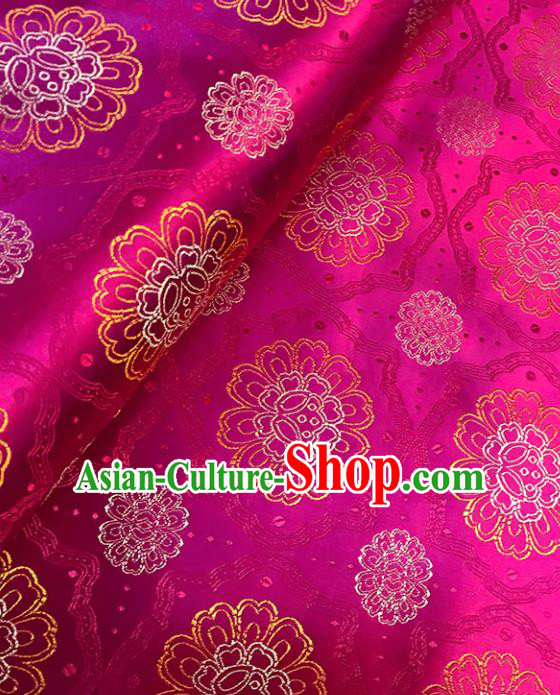Asian Chinese Royal Flowers Pattern Rosy Brocade Fabric Traditional Silk Fabric Tang Suit Material