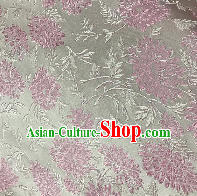 Asian Chinese Royal Pink Chrysanthemum Pattern Brocade Fabric Traditional Silk Fabric Tang Suit Material
