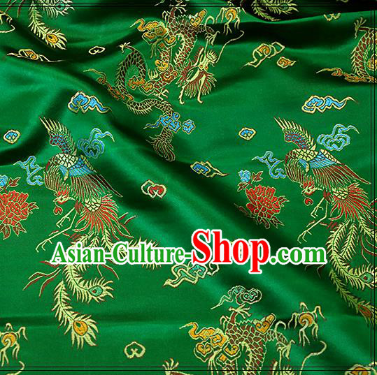 Asian Chinese Royal Dragon Pattern Green Brocade Fabric Traditional Silk Fabric Tang Suit Material