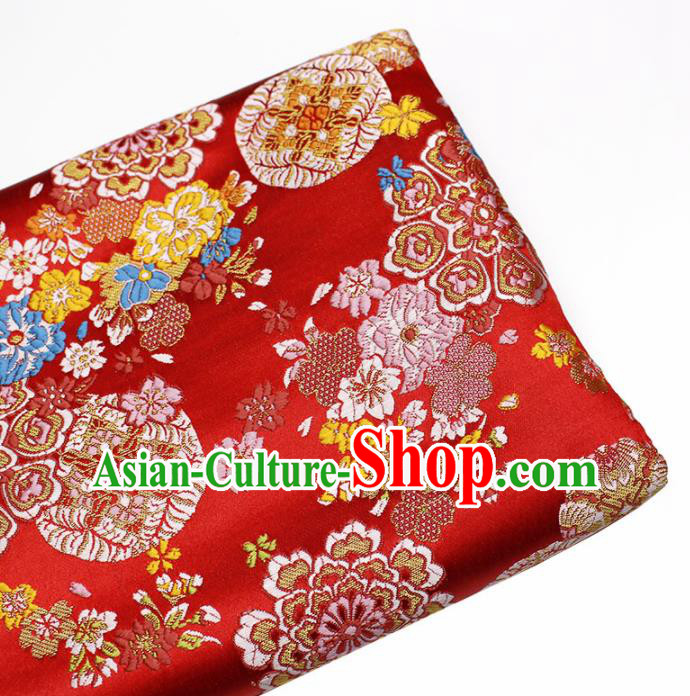 Asian Chinese Royal Pattern Red Brocade Fabric Traditional Silk Fabric Kimono Material