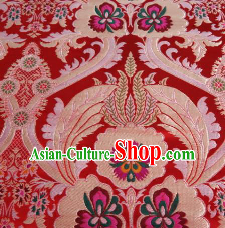 Asian Chinese Traditional Pattern Red Nanjing Brocade Fabric Tang Suit Silk Material