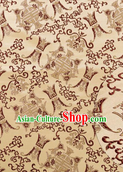 Asian Chinese Traditional Royal Longevity Pattern Golden Satin Nanjing Brocade Fabric Tang Suit Silk Material