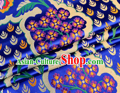 Asian Chinese Traditional Royalblue Nanjing Brocade Fabric Tang Suit Royal Pattern Silk Fabric Material