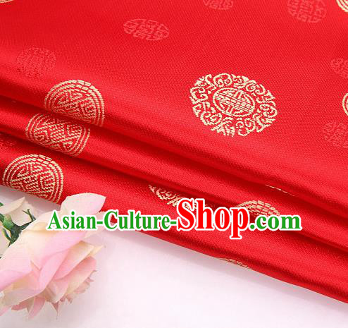 Asian Chinese Traditional Round Pattern Red Brocade Fabric Tang Suit Silk Fabric Material