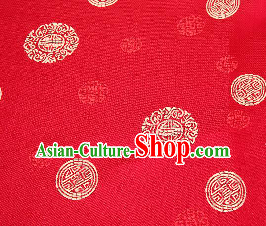 Asian Chinese Traditional Round Pattern Brocade Fabric Tang Suit Red Silk Fabric Material