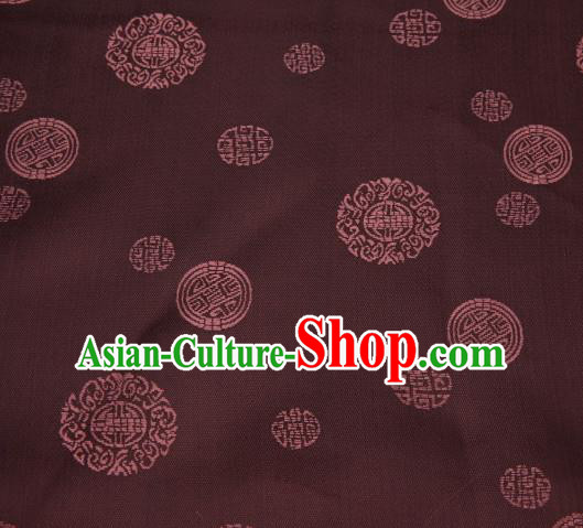Asian Chinese Traditional Round Pattern Coffee Brocade Fabric Tang Suit Silk Material