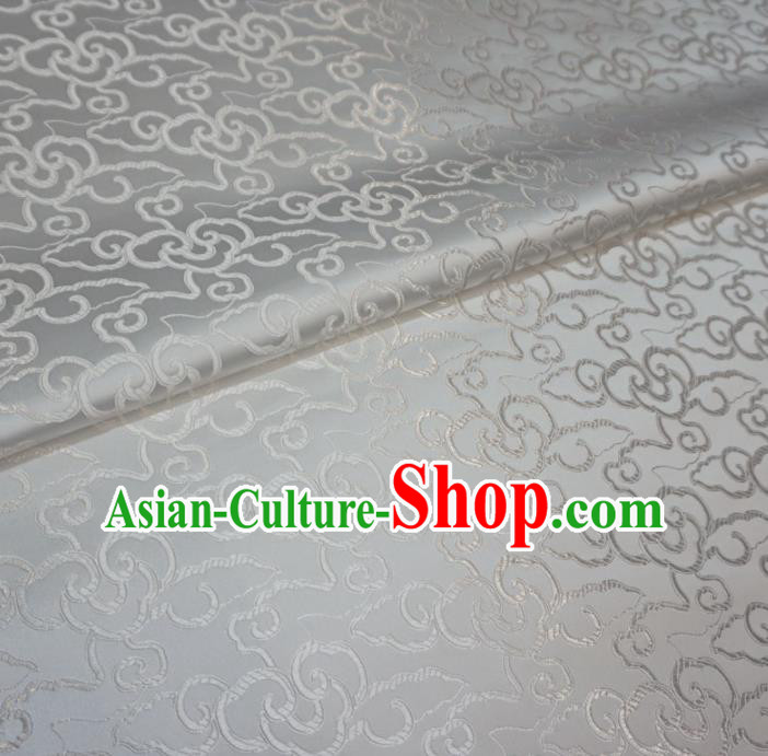 Asian Chinese Traditional Brocade Fabric Clouds Pattern White Satin Tang Suit Silk Material