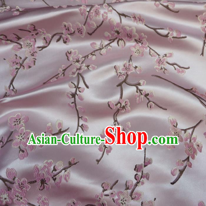 Asian Chinese Traditional Brocade Fabric Embroidered Plum Blossom Pattern Pink Satin Tang Suit Silk Material