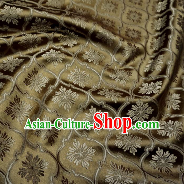 Asian Chinese Traditional Satin Fabric Classical Pattern Bronze Brocade Tang Suit Silk Material