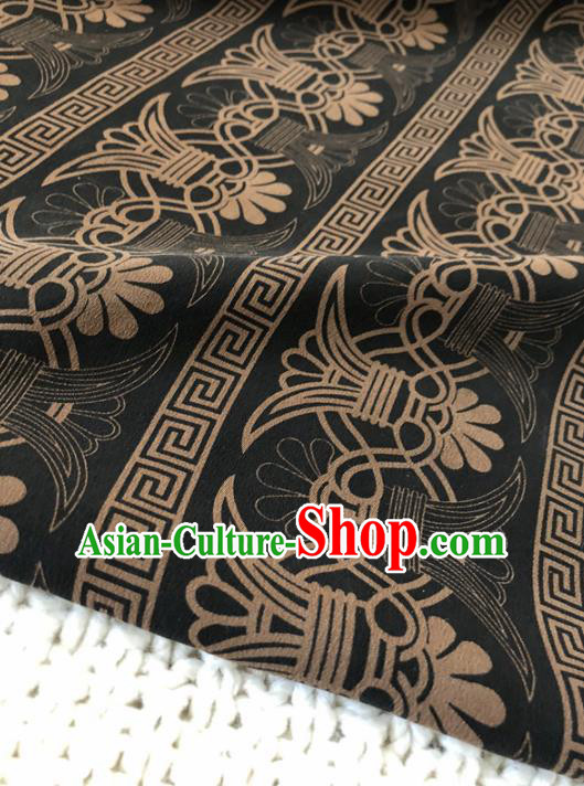 Asian Chinese Classical Design Pattern Black Brocade Traditional Cheongsam Satin Fabric Tang Suit Silk Material
