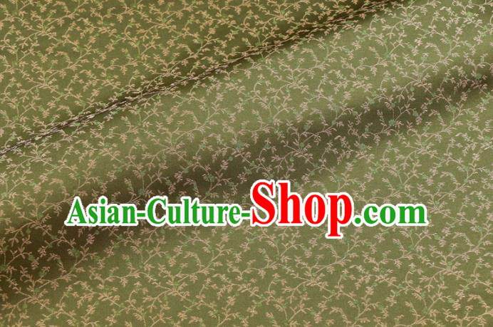 Asian Traditional Classical Acanthus Pattern Green Brocade Fabric Japanese Kimono Satin Silk Material