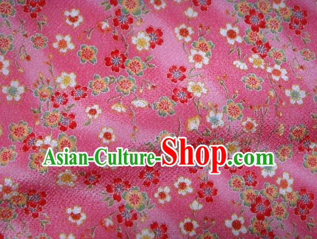 Asian Traditional Classical Sakura Pattern Rosy Brocade Tapestry Satin Fabric Japanese Kimono Silk Material