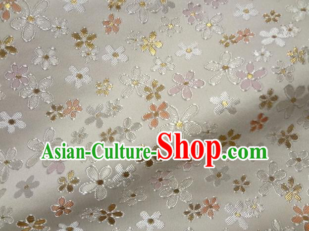 Asian Traditional Damask Classical Sakura Pattern White Brocade Fabric Japanese Kimono Tapestry Satin Silk Material