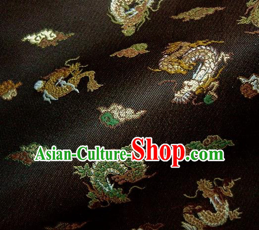 Asian Traditional Baldachin Classical Dragon Pattern Black Brocade Fabric Japanese Kimono Tapestry Satin Silk Material