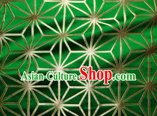 Asian Japanese Traditional Green Brocade Classical Pattern Baldachin Fabric Kimono Tapestry Satin Silk Material